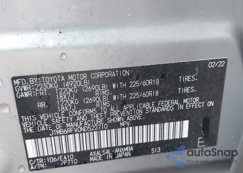 2022 Toyota Rav4 Hybrid Xle Premium from USA, damaged, VIN JTMB6RFV0ND522710